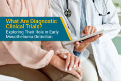 Doctor talking to patient about clinical trial for mesothelioma