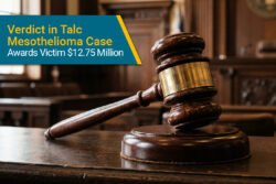 Verdict in mesothelioma case of physician exposed to talc