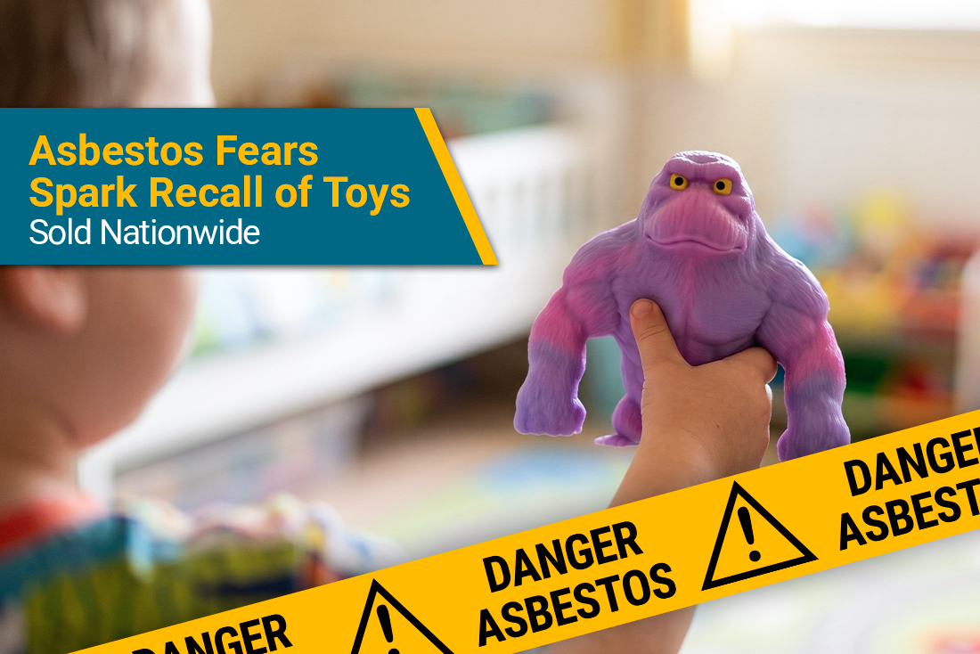 Child holds Orb Funkee Squeeze Toy that was recalled for asbestos contamination