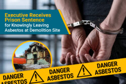 The president of an environmental services company received six and a half years in prison earlier this week, after he knowingly left large amounts of asbestos-containing materials at an Illinois demolition site after being hired to remove them.